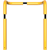 Anti-nudge hoop | double-sided, deep version | steel tube  76 mm | yellow / black | total width: 1000 mm | height above ground: 650 mm | for casting in concrete